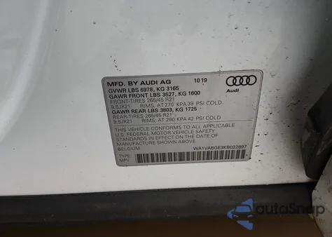2019 Audi E-Tron Premium Plus from USA, damaged, VIN WA1VABGE3KB022897